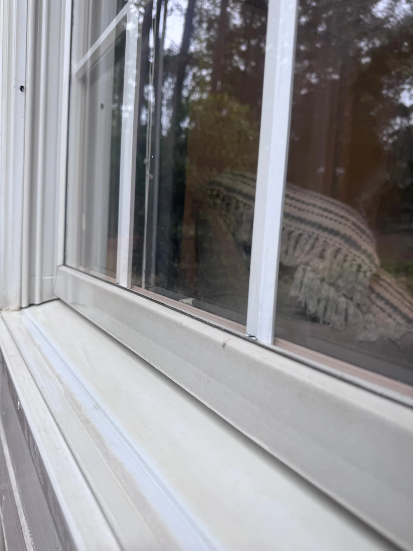 A clean window sill after professional cleaning.