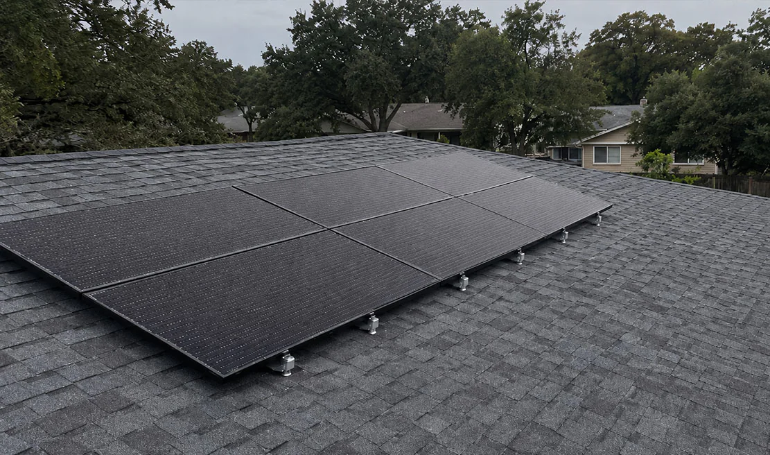 Solar panels on a residential rooftop in Tallahassee.